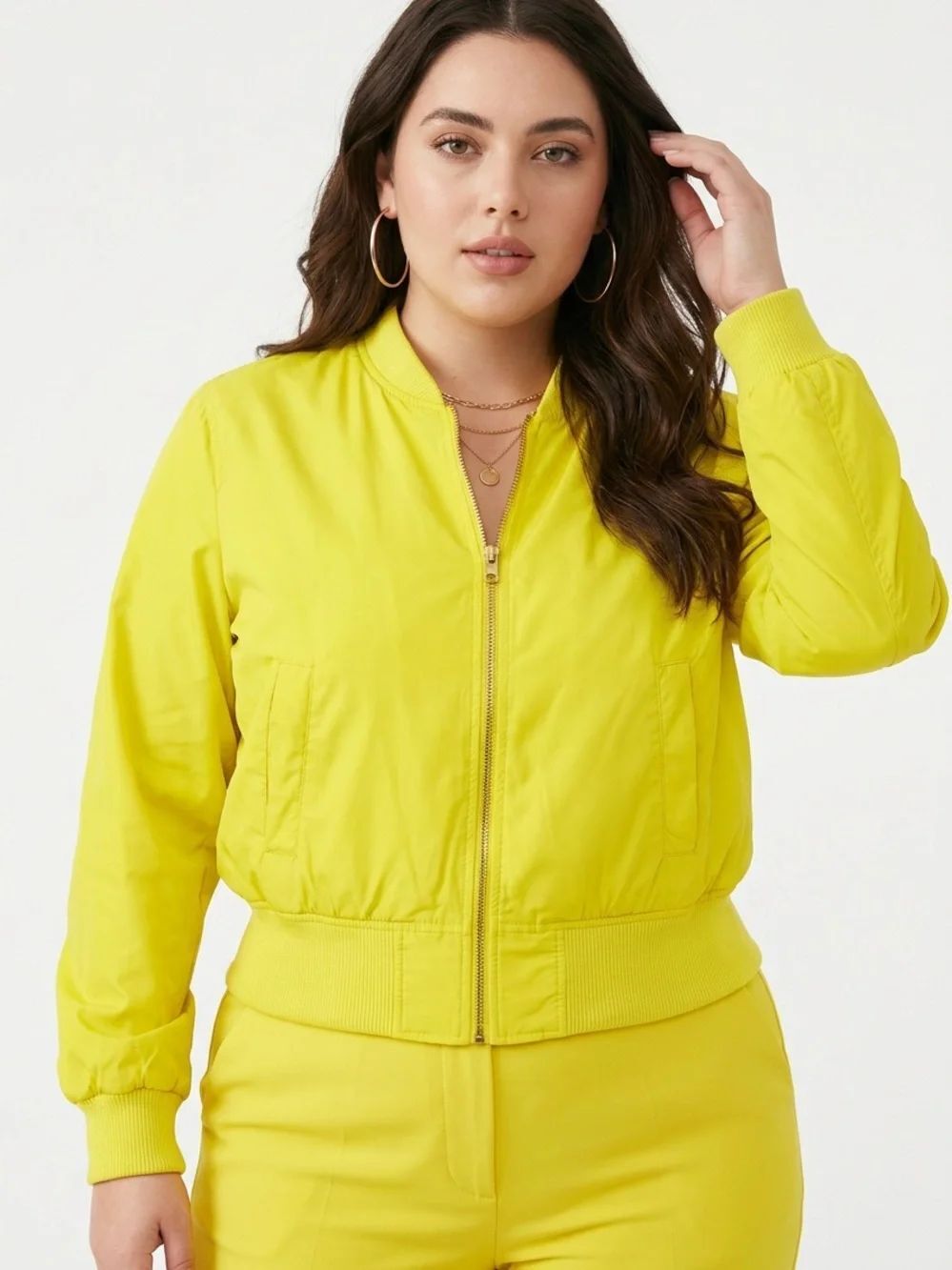 ANTHROPOLOGIE | HEI HEI Yellow Green Bomber Jacket Zip Front Women’s Size Medium